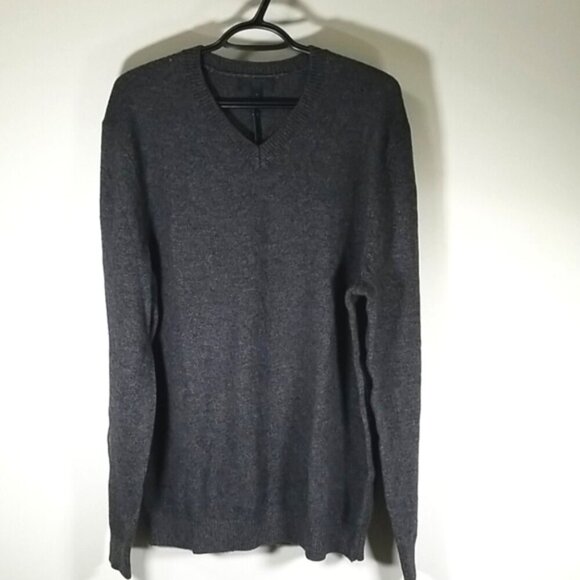 Asos Men's Sweater Size XL Lambswool V-neck Charcol Grey - Picture 2 of 4